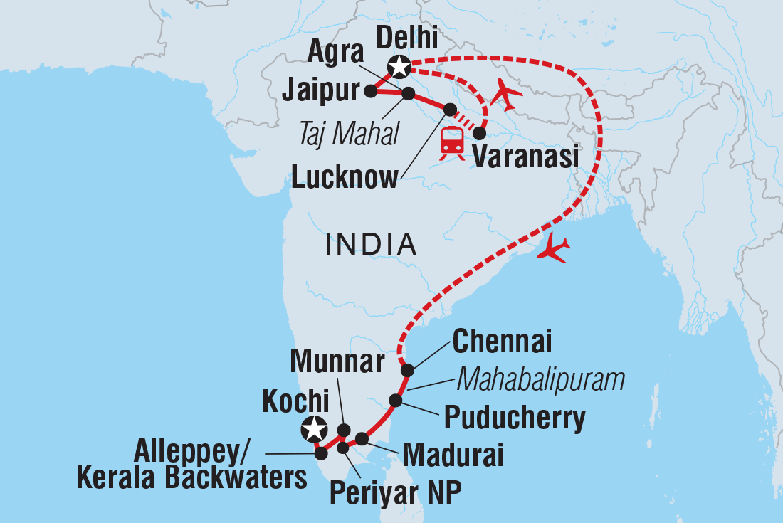 Map of Premium North & South India including India