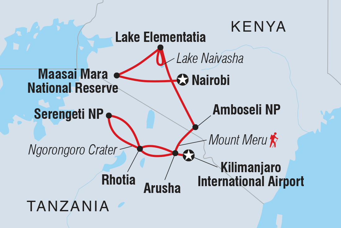 Map of Classic East Africa including Kenya and Tanzania, United Republic Of