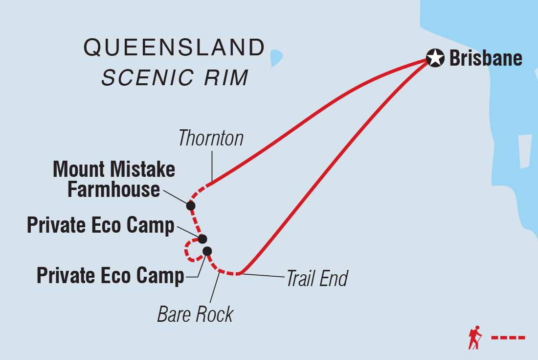 Map of Hike Queensland's Scenic Rim Trail including Australia