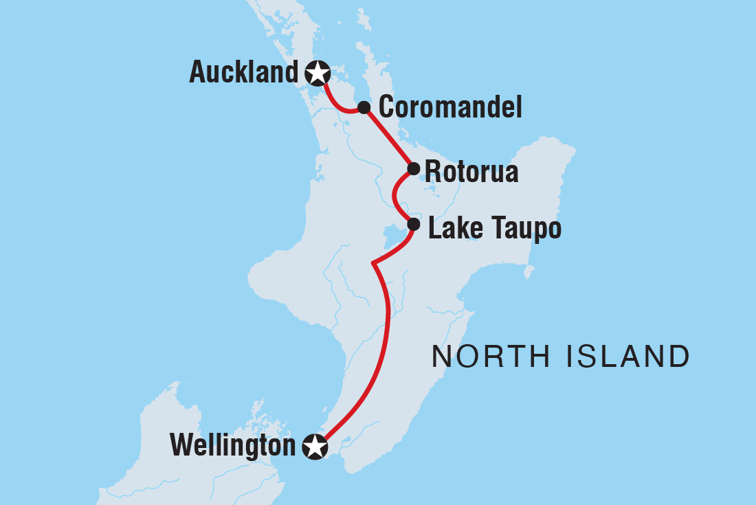 Map of New Zealand Northern Trail (Northbound) including New Zealand