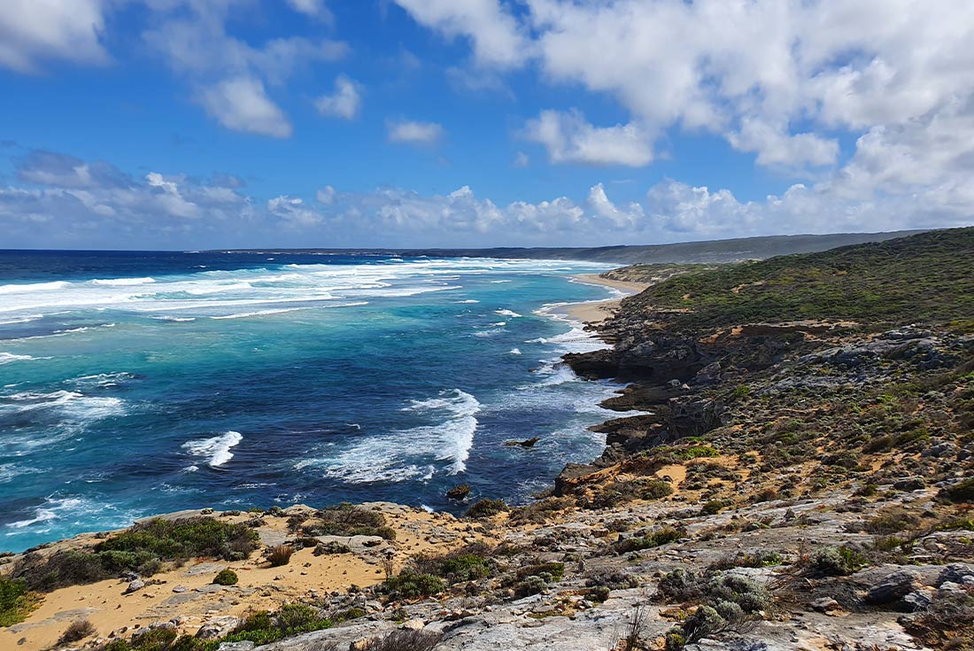 View of coastline on the Kangaroo Wilderness Trail, Southern Australia