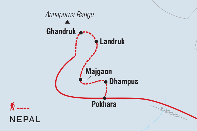 Map of Premium Hiking And Trekking In Nepal's Annapurna Region including Nepal