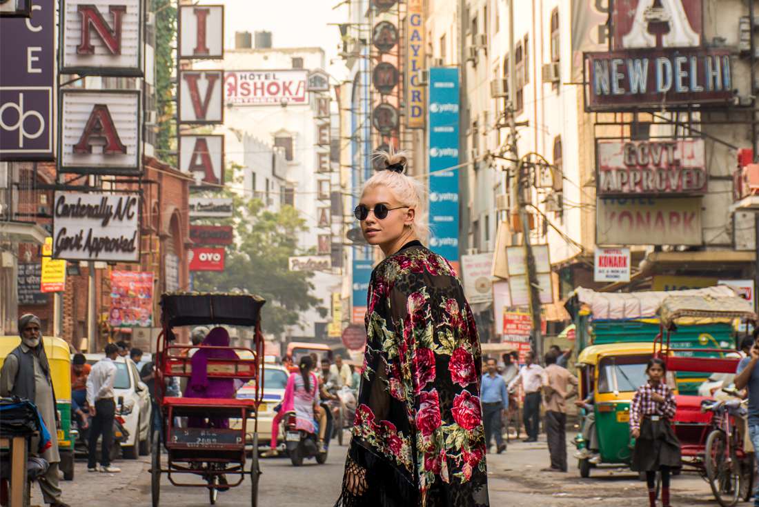 India delhi traveller busy street