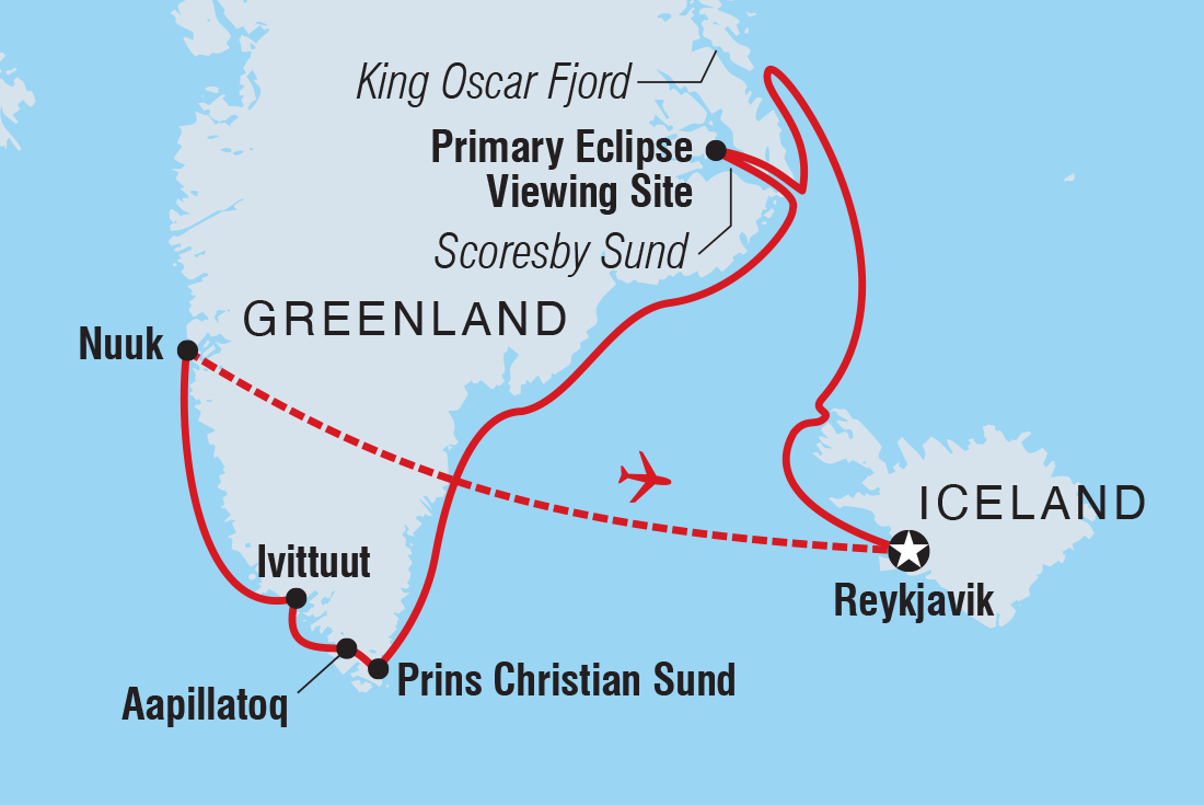 Map of Iceland To Greenland: Total Solar Eclipse In Depth (Ocean Explorer) including Greenland and Iceland