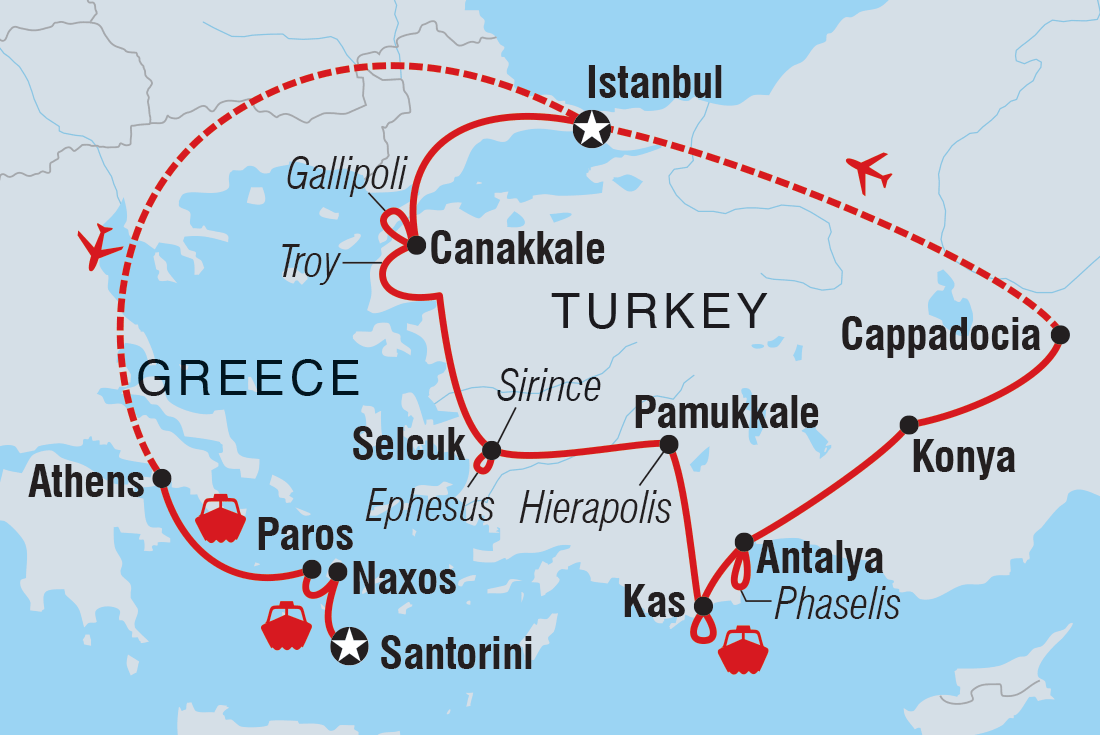 Map of Premium Turkey & The Cyclades Islands In Depth including Greece and Turkey