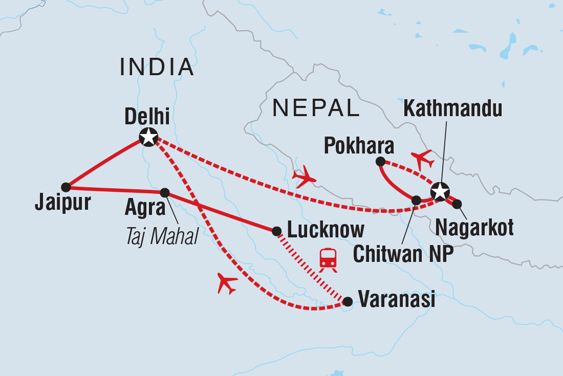 Map of Premium India & Nepal including India and Nepal