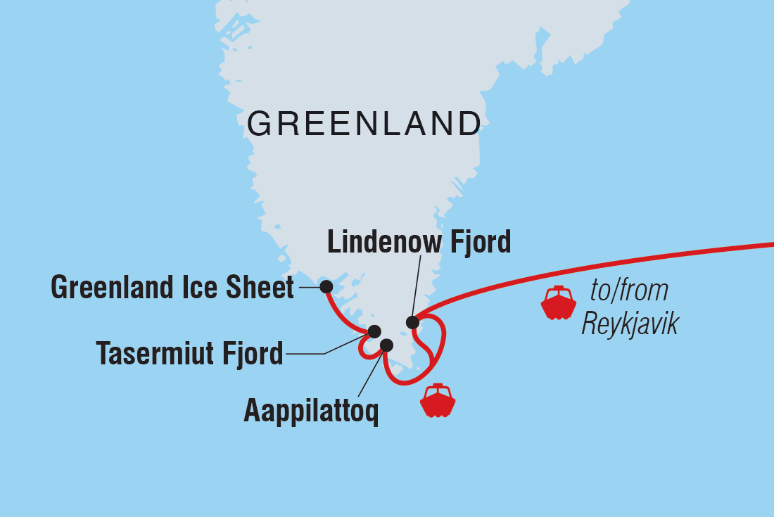 Map of South Greenland Adventure: The Majestic Alpine Arctic (Ultramarine) including Greenland and Iceland