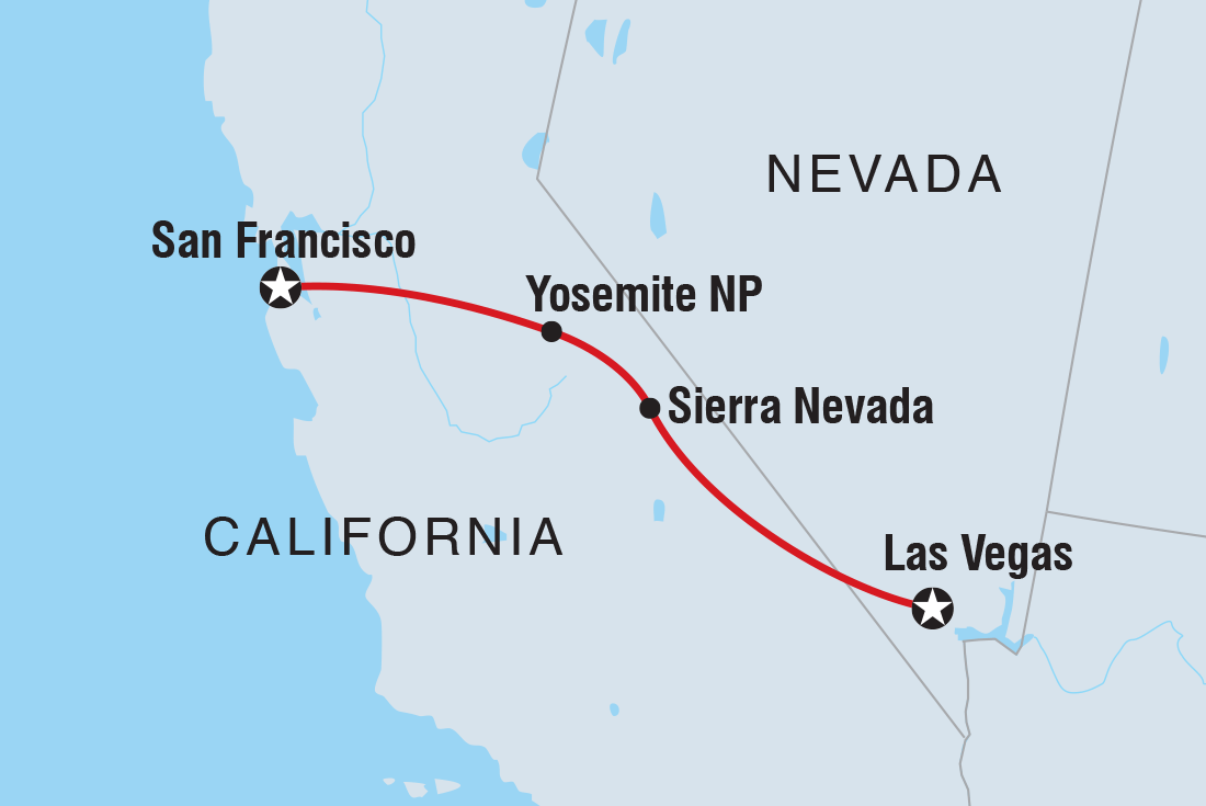 Map of One Week From San Francisco To Vegas including United States Of America