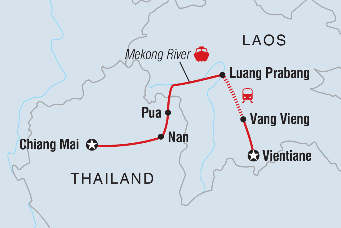 Map of Essential Thailand & Laos including Lao Pdr and Thailand