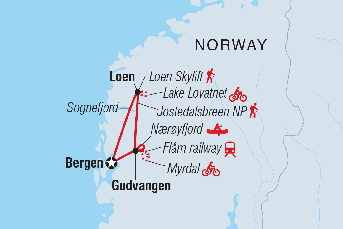 Map of Norway: Hike, Bike & Kayak including Norway
