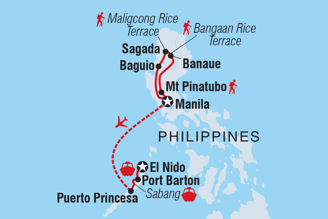Map of The Philippines: Mountains & Islands including Philippines