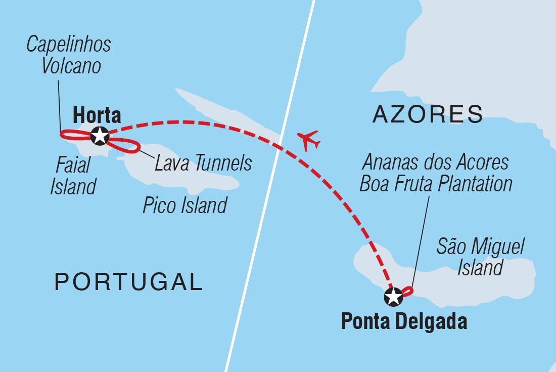 Map of Highlights Of The Azores including Portugal