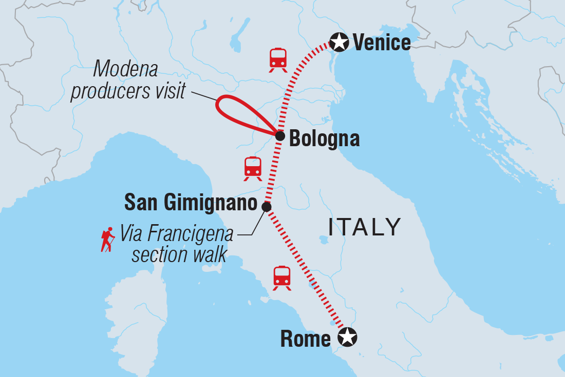 Map of Italy Real Food Adventure including Italy
