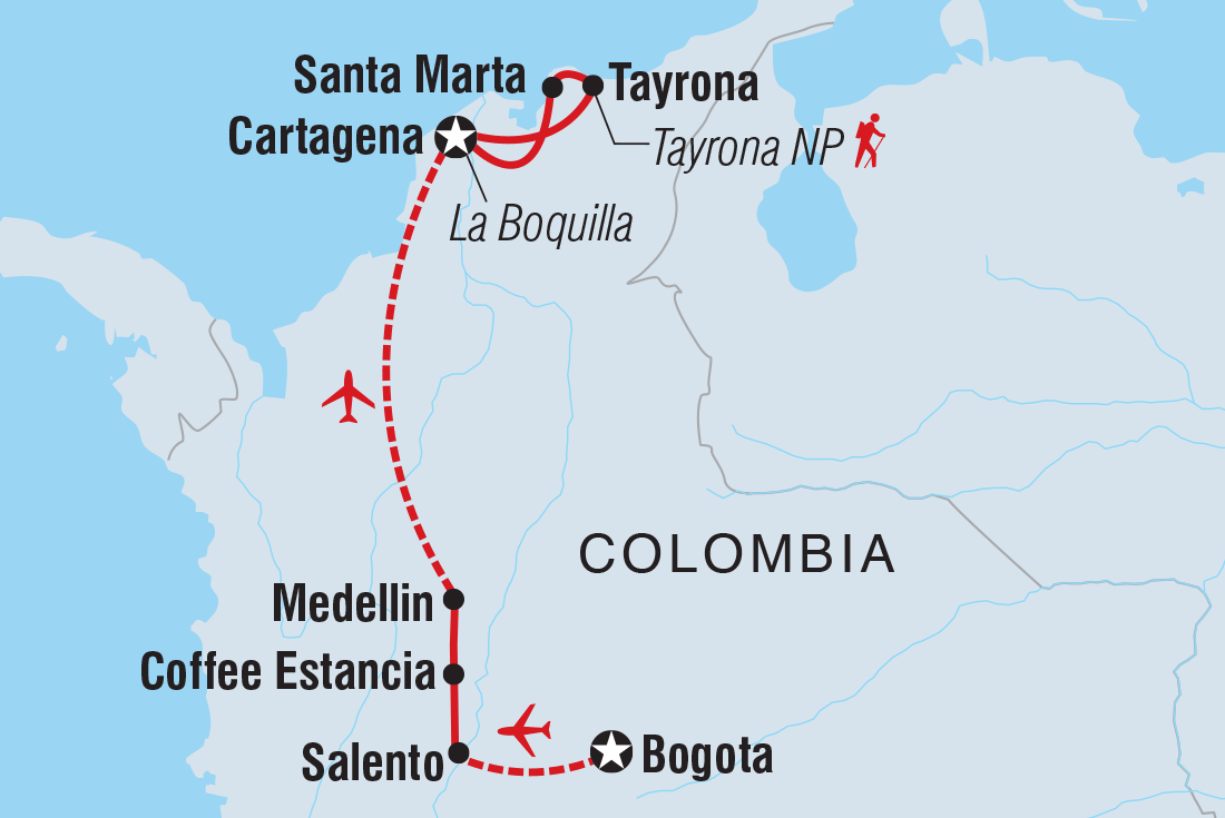 Map of Best Of Colombia including Colombia