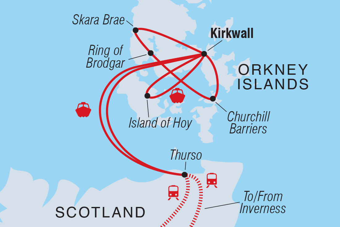 Map of Scotland's Orkney Islands including United Kingdom