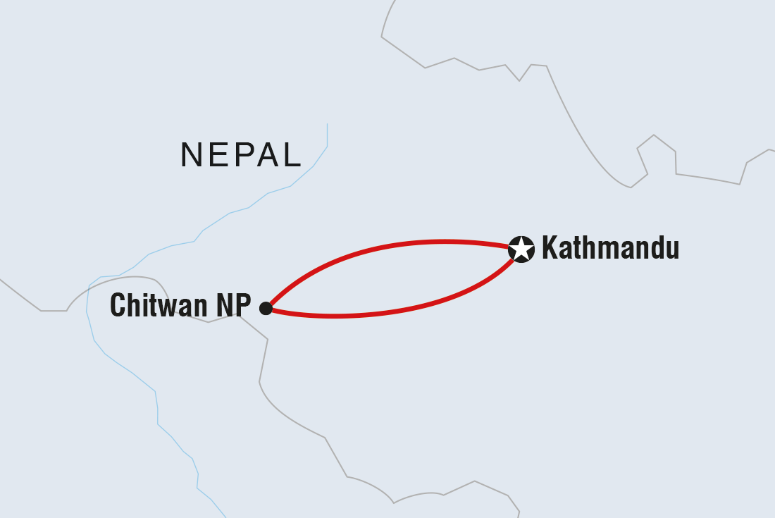 Map of Nepal Independent Short Break: Chitwan National Park including Nepal