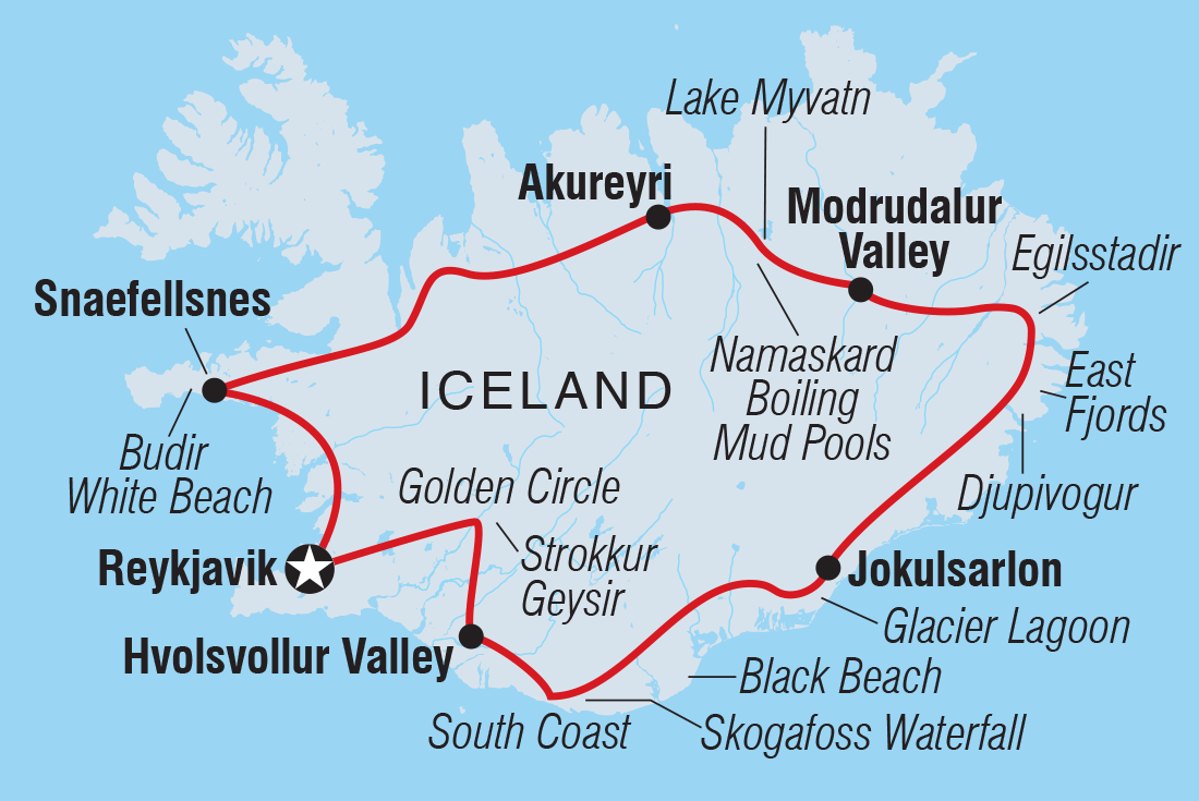 Map of Iceland Discovery including Iceland
