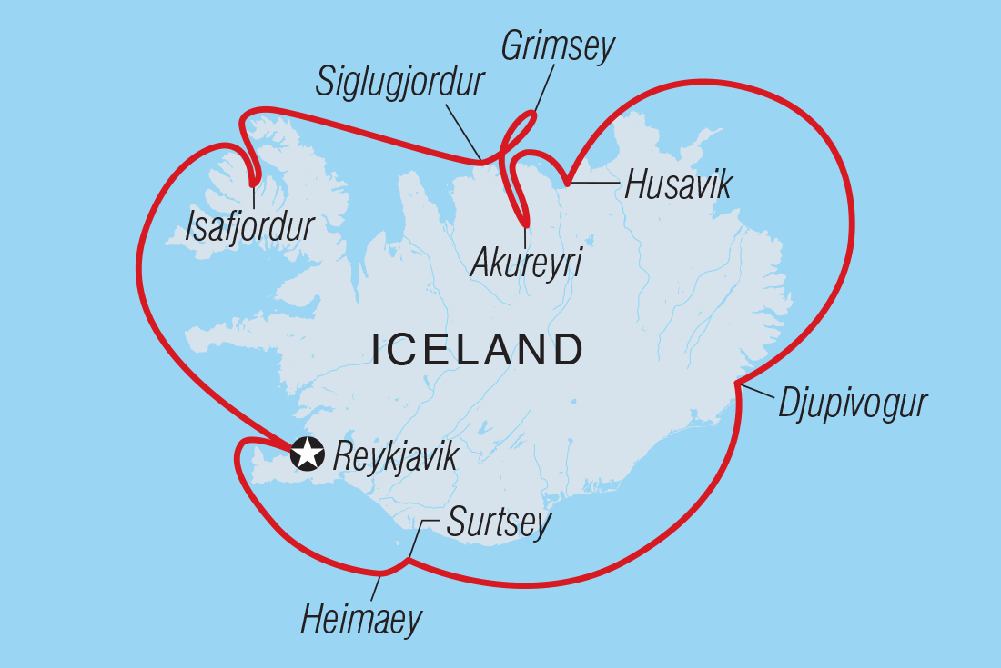 Map of Highlights Of Iceland (Ocean Victory) including Iceland