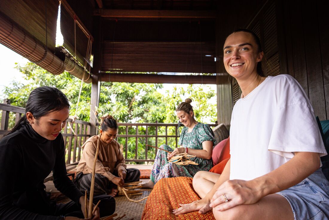 Some time learning to weave baskets at the Rokkhak Women Handicraft Centre