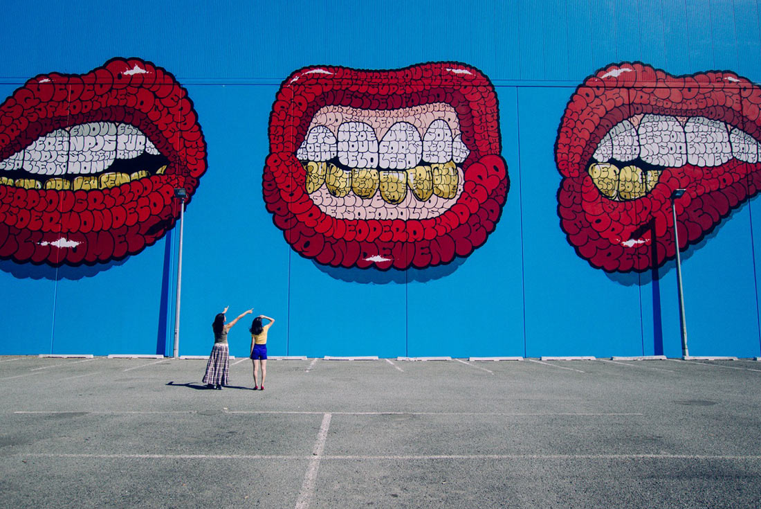 Admiring Street Art Christchurch, South Island, New Zealand