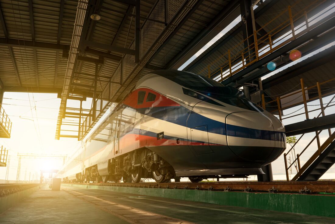A highspeed train hit by morning sun in Boten station in Laos