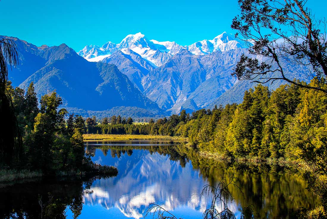 Reflection of Mount Aoraki and Mount Cook, Lake Matheson