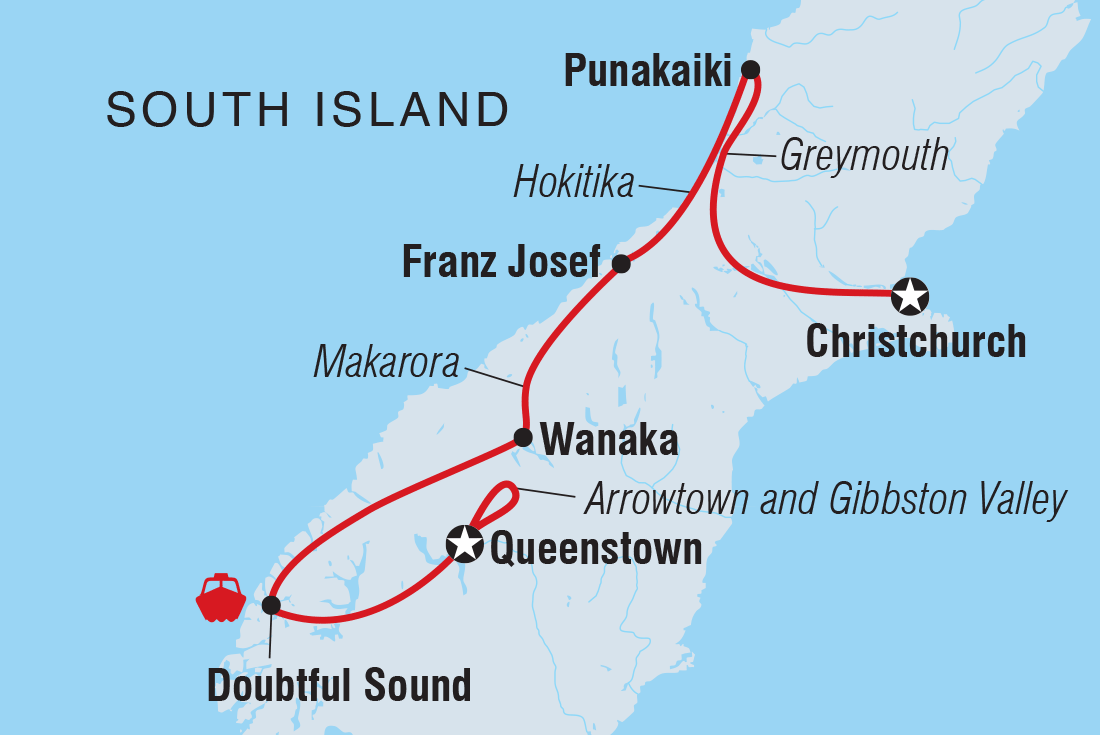 Map of Premium New Zealand South Island including New Zealand