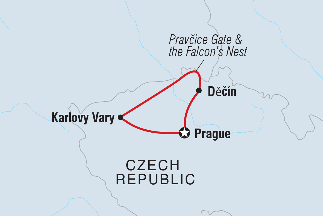 Map of Prague Short Break: City & Beyond including Czech Republic