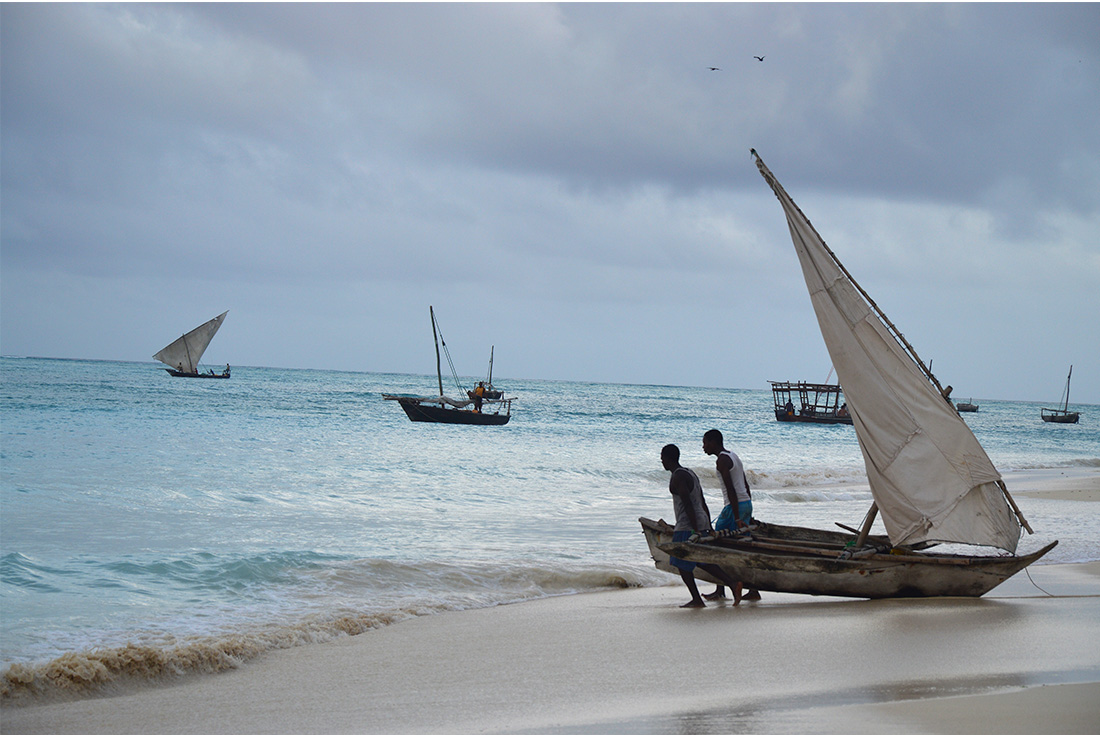 Zanzibar boats on the beach