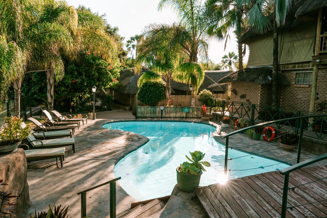Swimming pool at Maun Lodge accommodation, Botswana