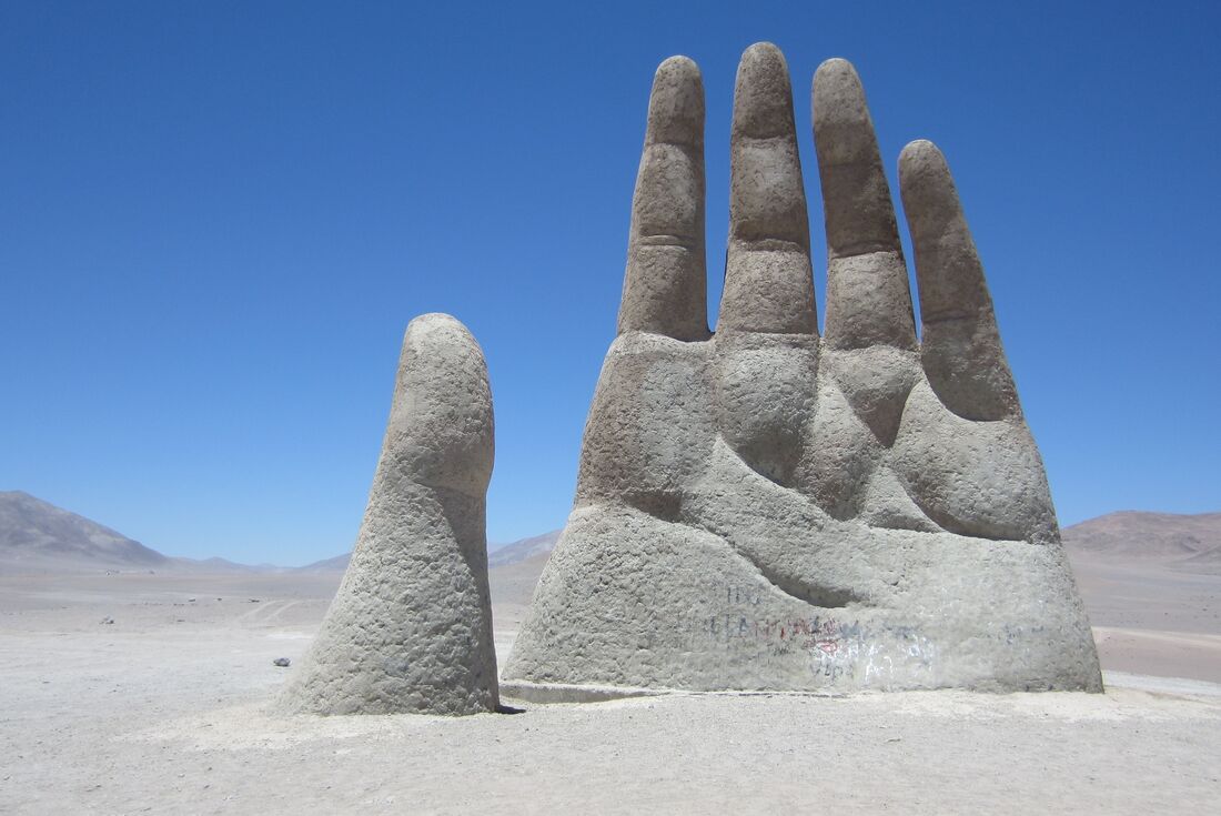The Hand of the Desert near San Pedro de Atacama, an 11 meter high sculpture 