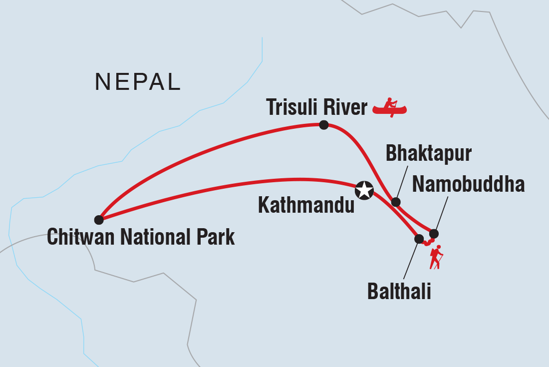 Map of Nepal Adventure including Nepal