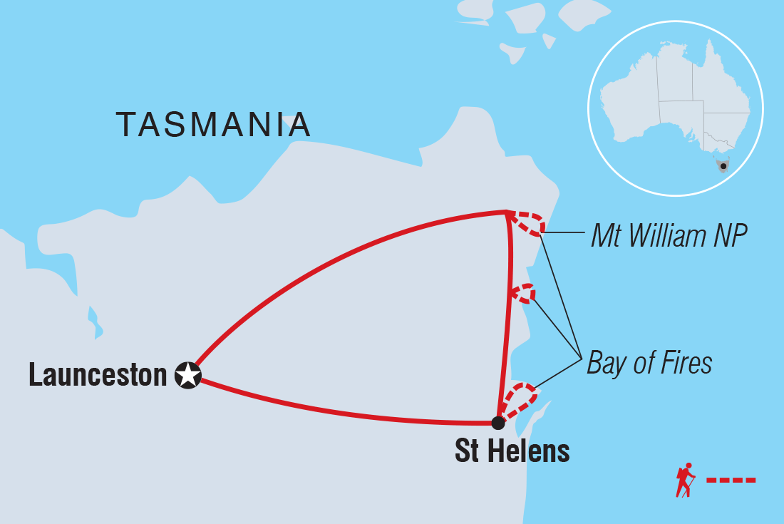 Map of Walk Tasmania's Bay Of Fires including Australia