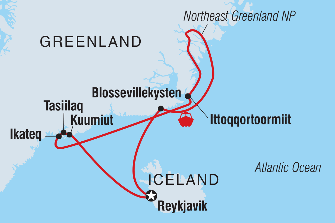 Map of Complete East Greenland (Ocean Albatros) including Greenland and Iceland