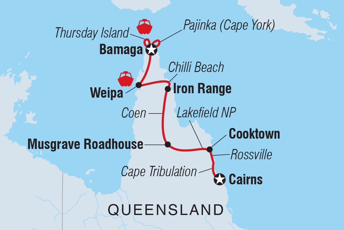 Map of Cape York & Torres Strait Adventure including Australia