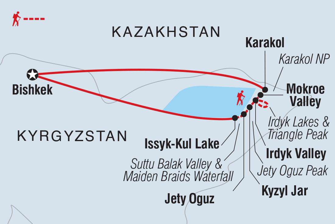 Map of Kyrgyzstan: Trekking The Tien Shan Trails including Kyrgyzstan